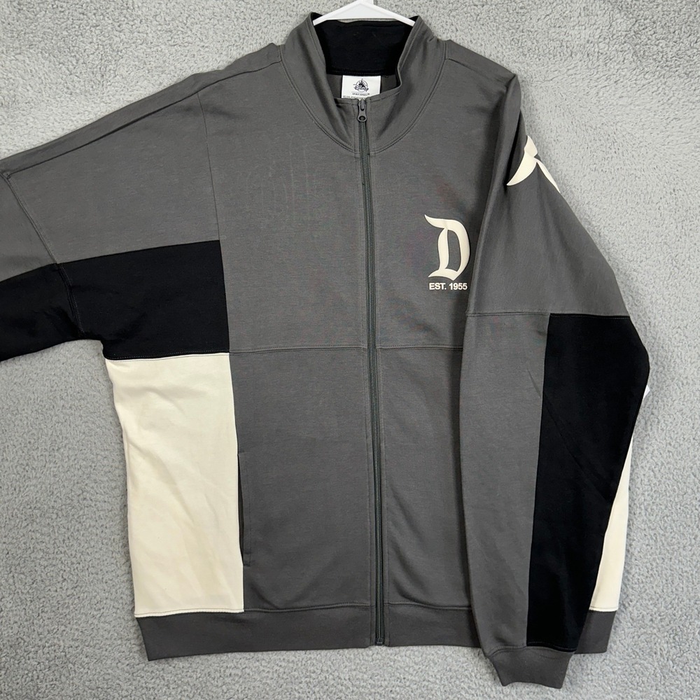 NEW‎ Disney Spirit Jersey Mens 2XL Track Jacket Gray Disneyland Resort Full Zip